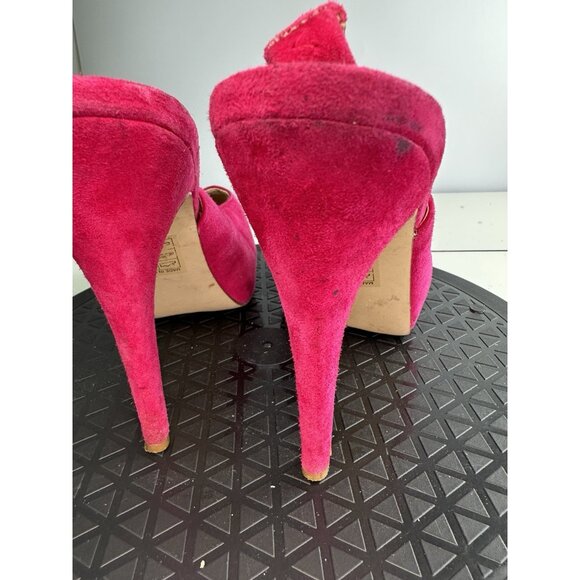 Dolce Vita Bright Pink Suede Strappy Platform Heels Sexy Barbiecore Sz 8.5 - Picture 5 of 8